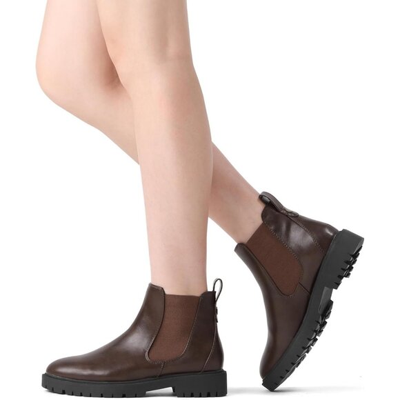 DREAM PAIRS Women's Low Heel Chelsea Ankle Boots Fashion Slip On Elastic Fall - Picture 6 of 7